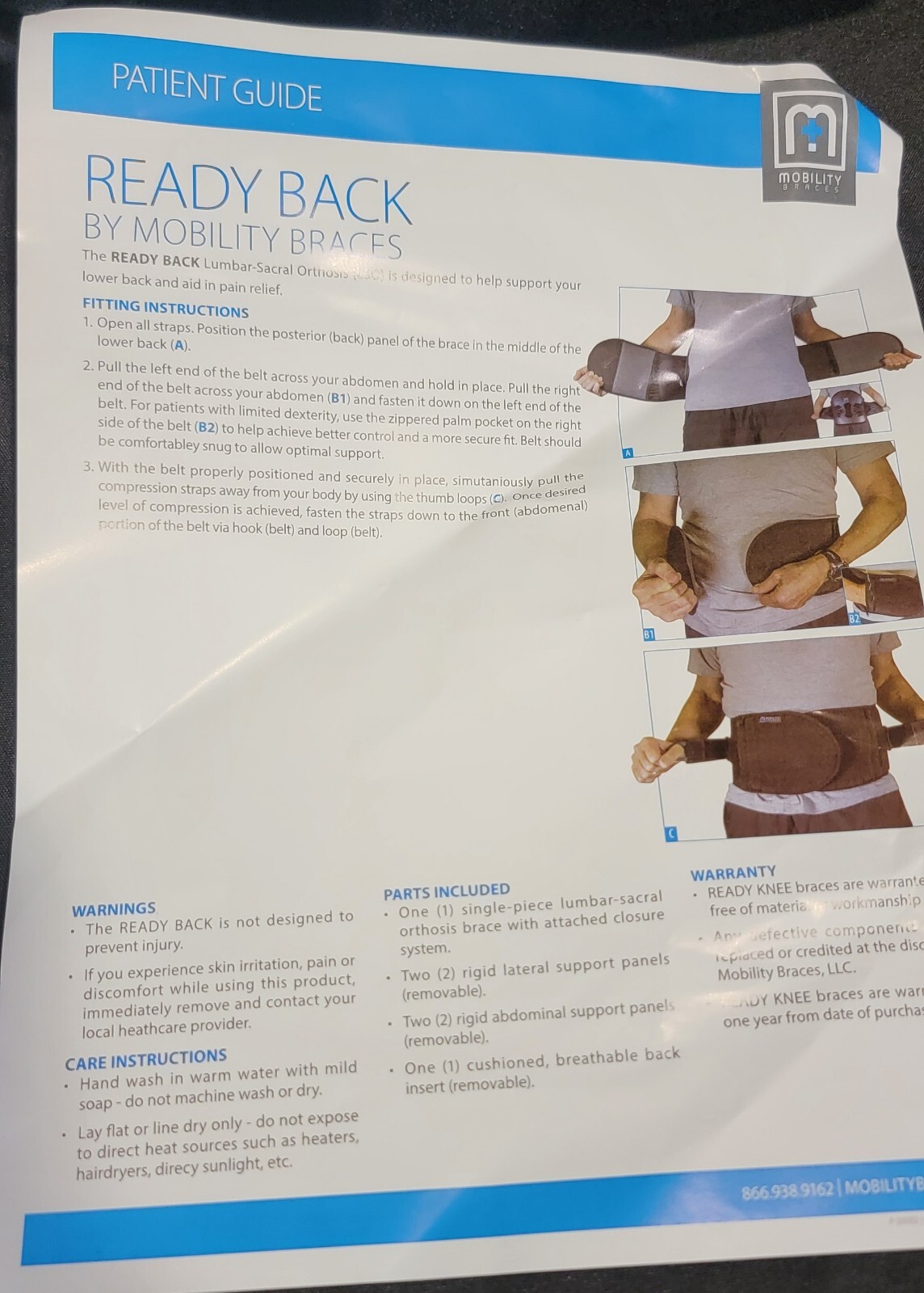 Ready Back by Mobility Braces Lumbar Lower Back Support Brace – 2XL 44-48″ Waist