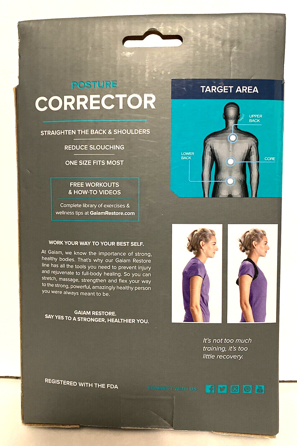 Gaiam Restore Posture Corrector One Size Unisex Black Instructions