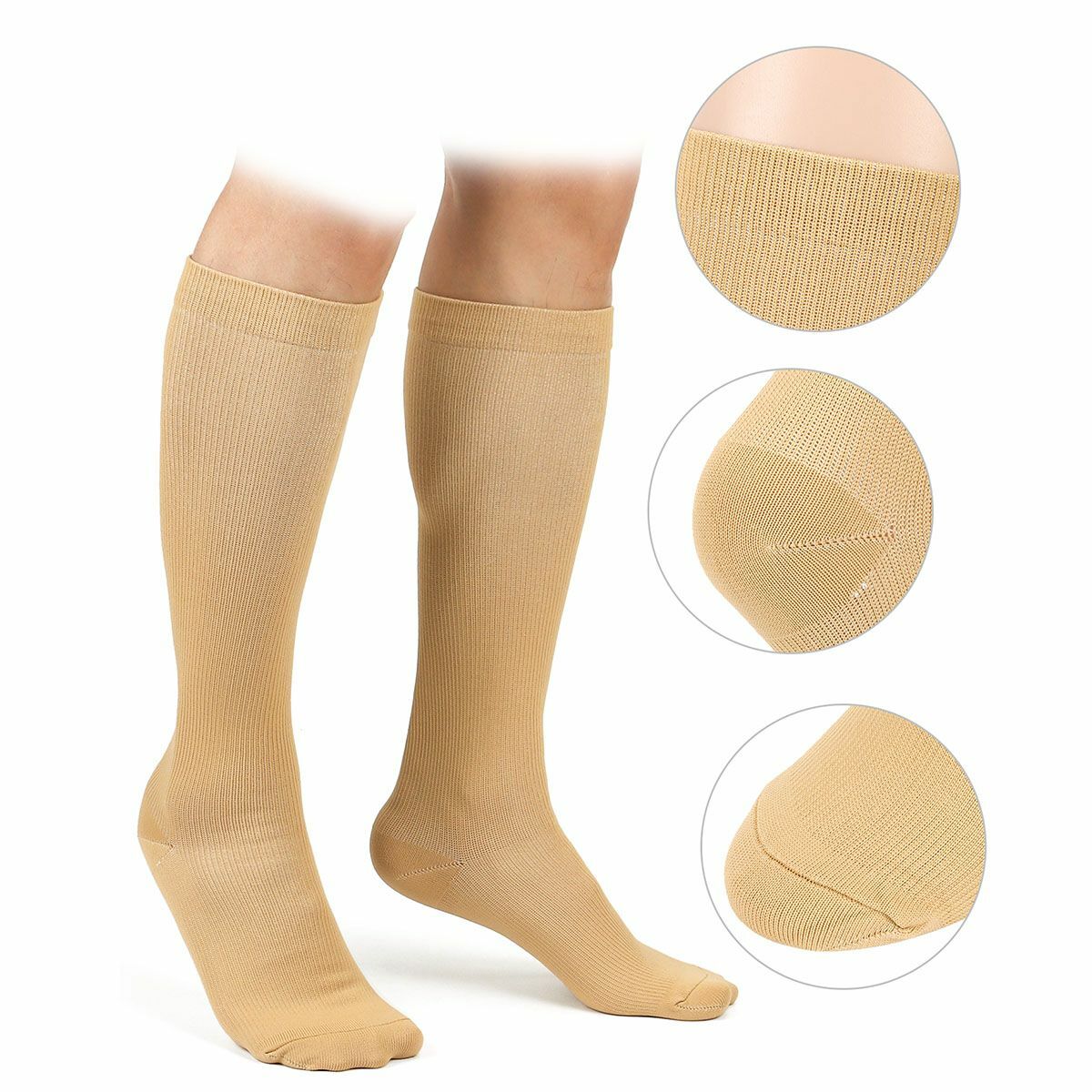 (3 Pairs) Copper Compression Socks 20-30mmHg Graduated Support Mens Womens S-XL