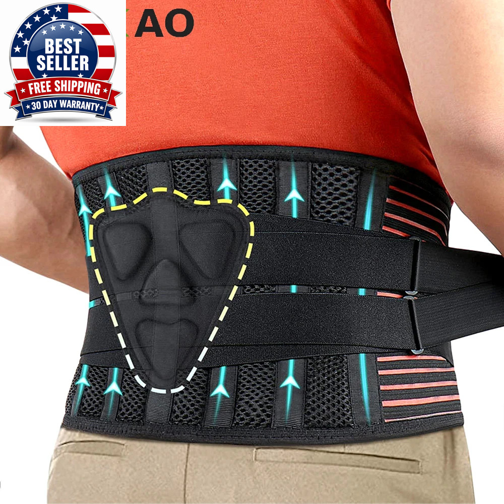 Lower Back Brace with 6 Stays Anti-Skid Orthopedic Lumbar Support with Pad Breat