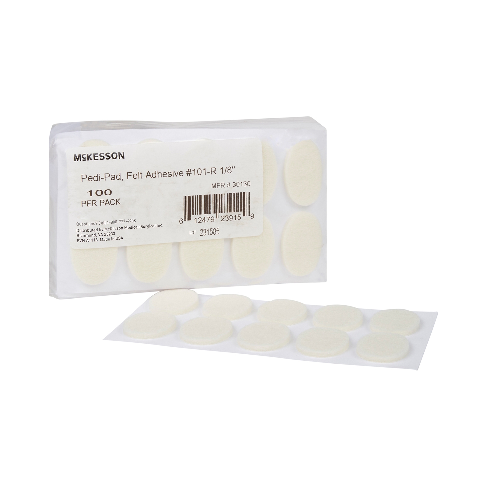 McKesson Pedi-Pad White Protective Pad Adhesive for the Foot 30130 100 Ct