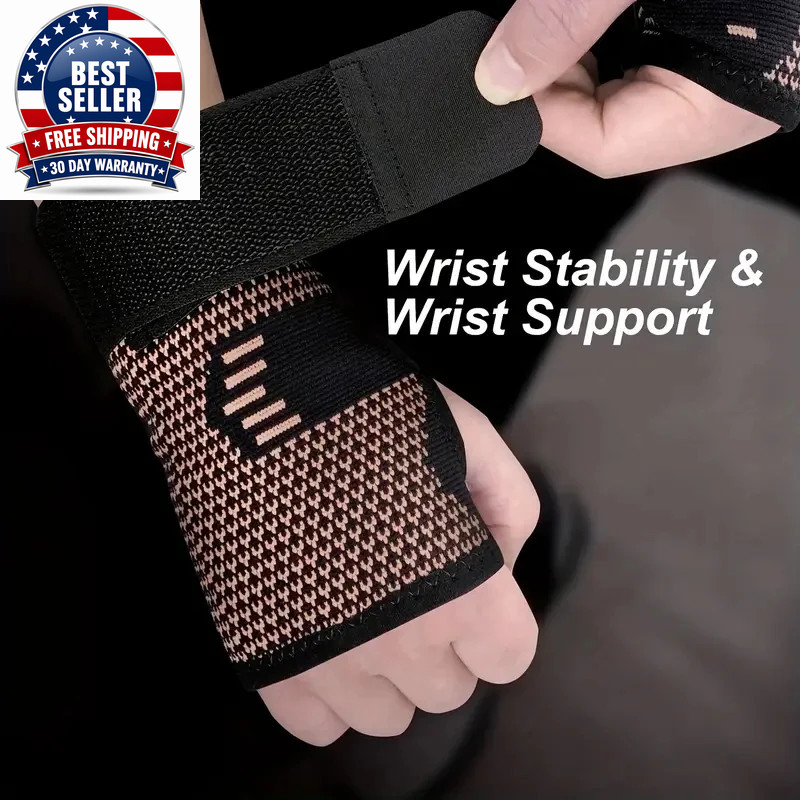 2Pcs Copper Fiber Wrist Brace Gloves – Adjustable Compression Hand & Wrist Suppo