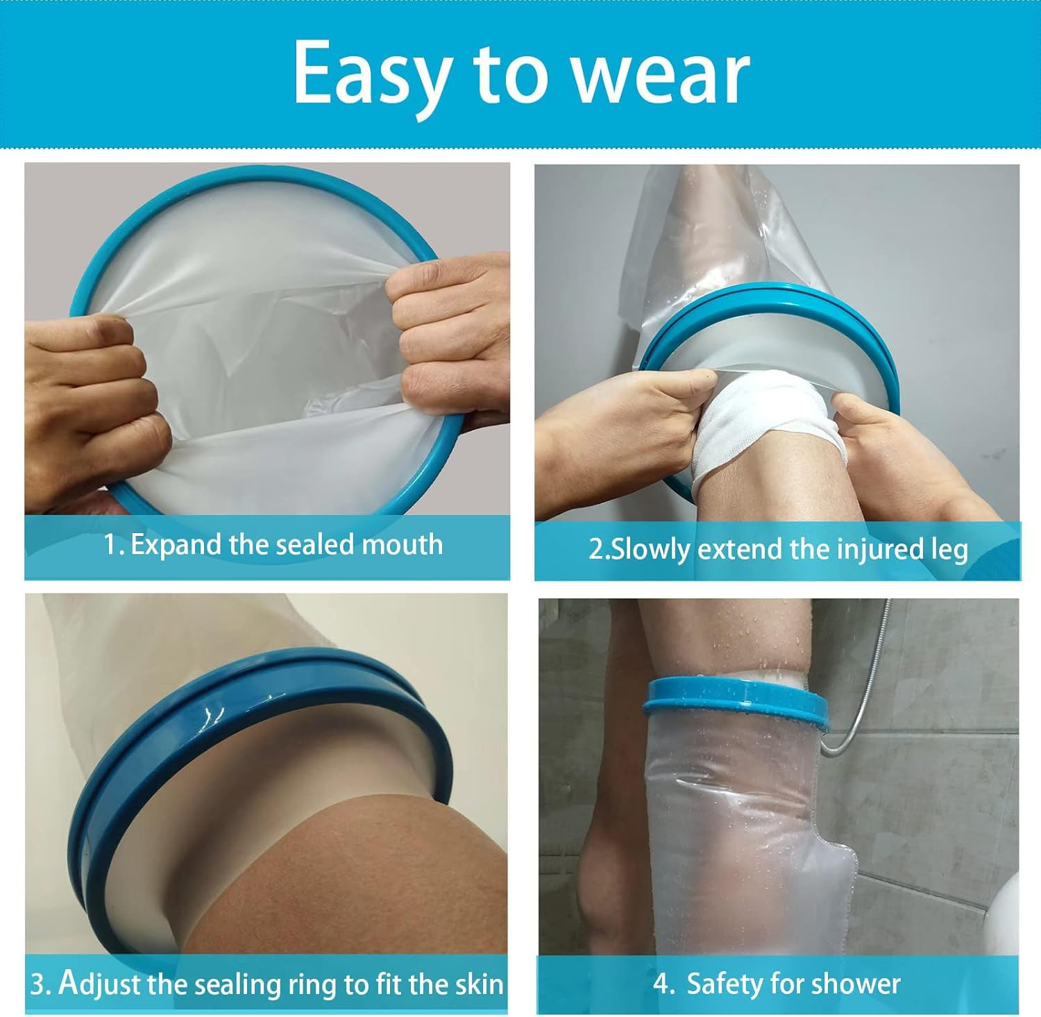 – Waterproof Leg Cast Cover for Showering, Reusable Adult Short Leg Cast Protect