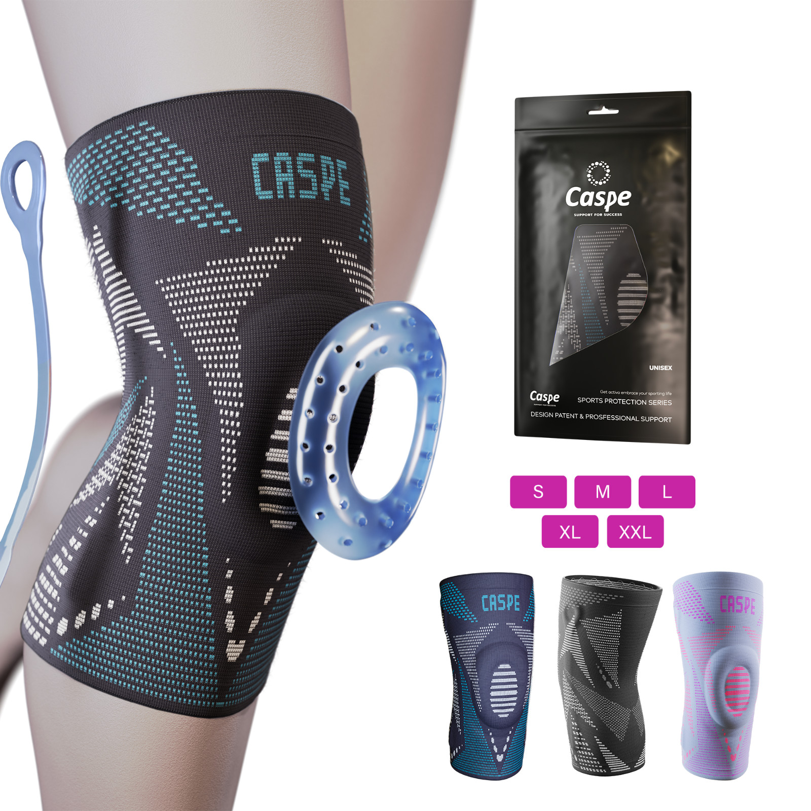 Caspe 2 Pcs Knee Brace Support For Sport Gym Knee Brace for Meniscus Tear Relief