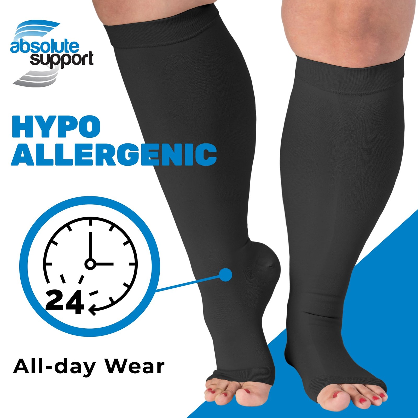 (3 Pairs) Toeless Wide Calf Compression Socks for Women and Men 15-20mmHg – P…