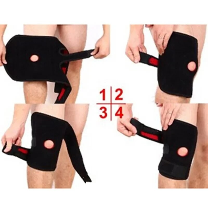 Knee Brace Compression Sleeve Hinged Joint Support Open Patella Stabilizer Wrap