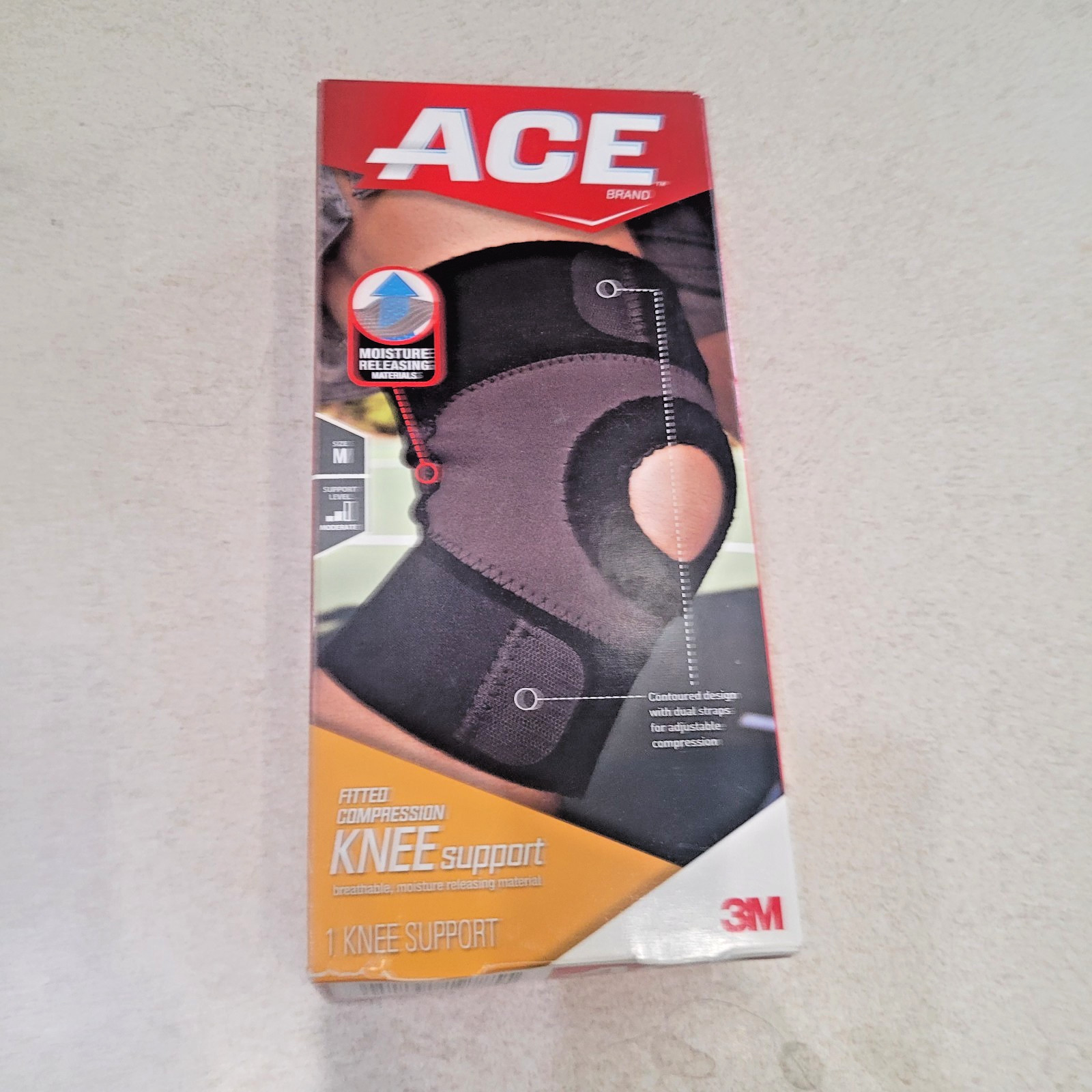 Ace Fitted Compression Knee Support Size Medium One total Moderate support