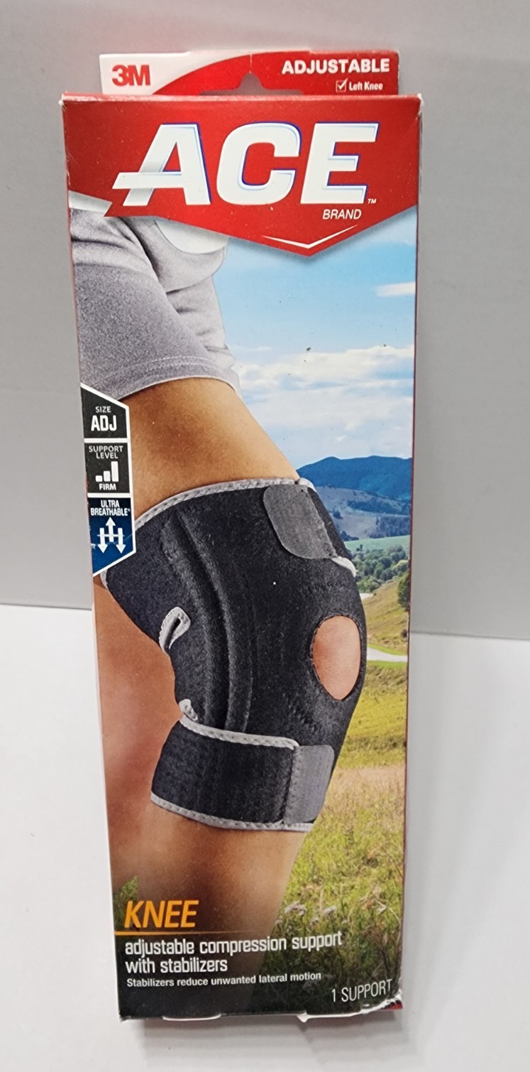 ACE Adjustable Compression Knee Brace w/ Stabilizers, Breathable Gray, Adult