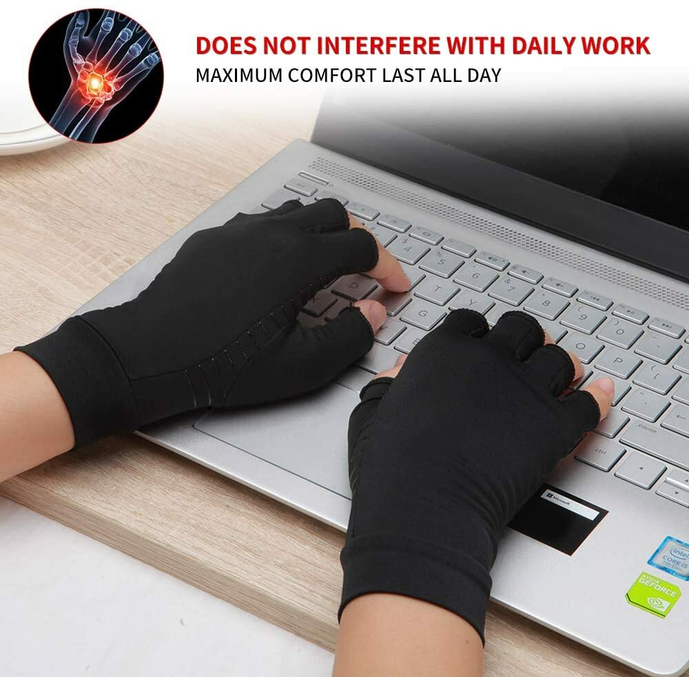 Copper Arthritis Compression Gloves Hand Support Joint Carpal Tunnel Pain Relief