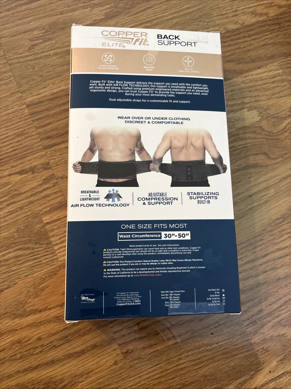 Copper Elite Fit Back Support Airflow Technology Adjustable Support Compression
