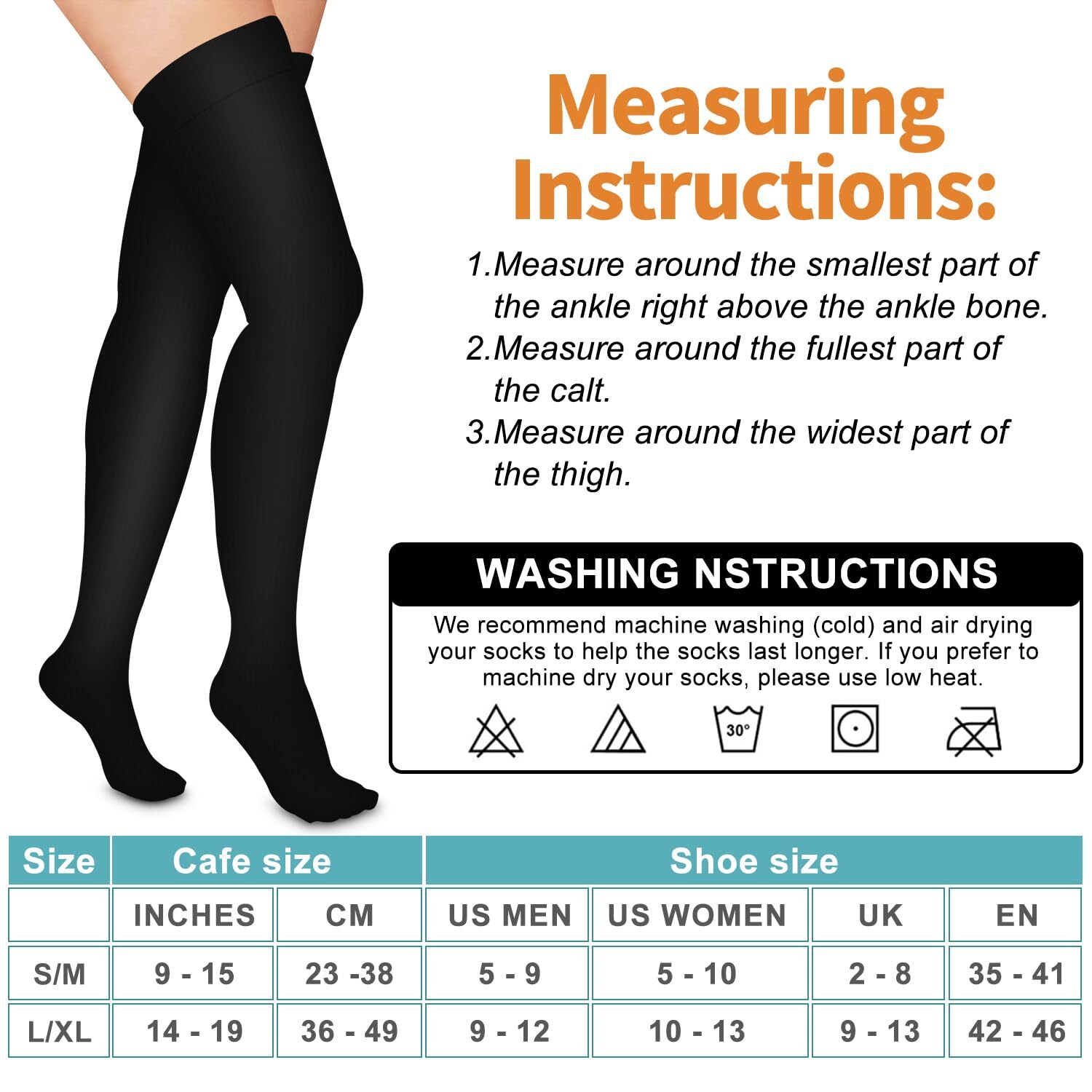 3 Pairs Thigh High Compression Socks Over The Knee Support for Running