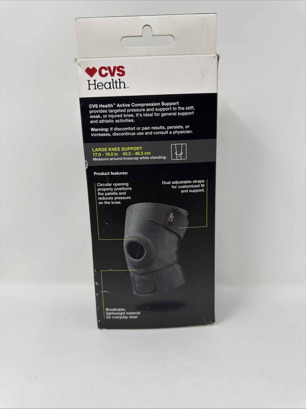 CVS Health Compression Knee Support Brace for Pain Relief – Large Size