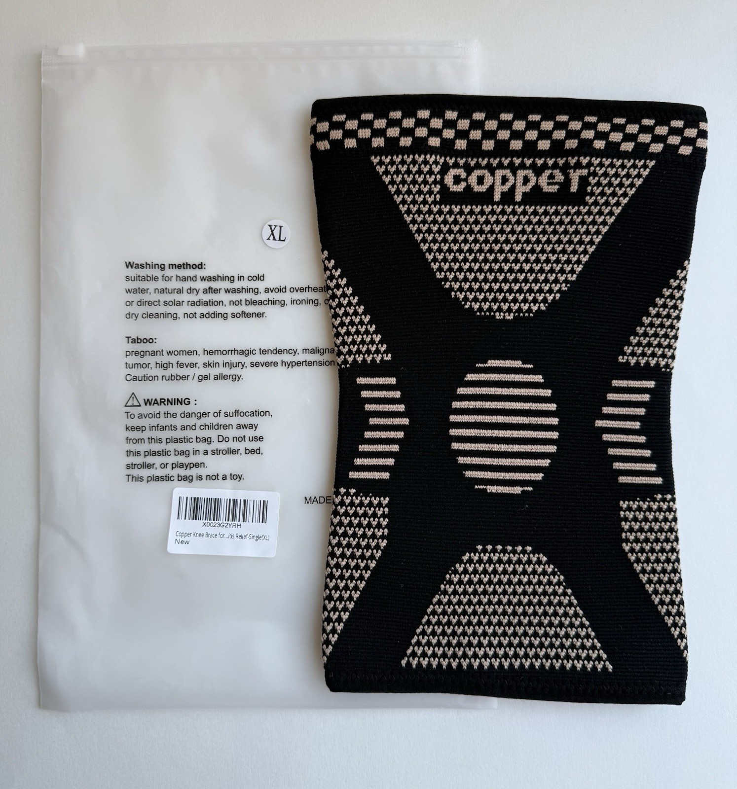 Copper Knee Brace Compression Sleeve – New in Package – XL Size