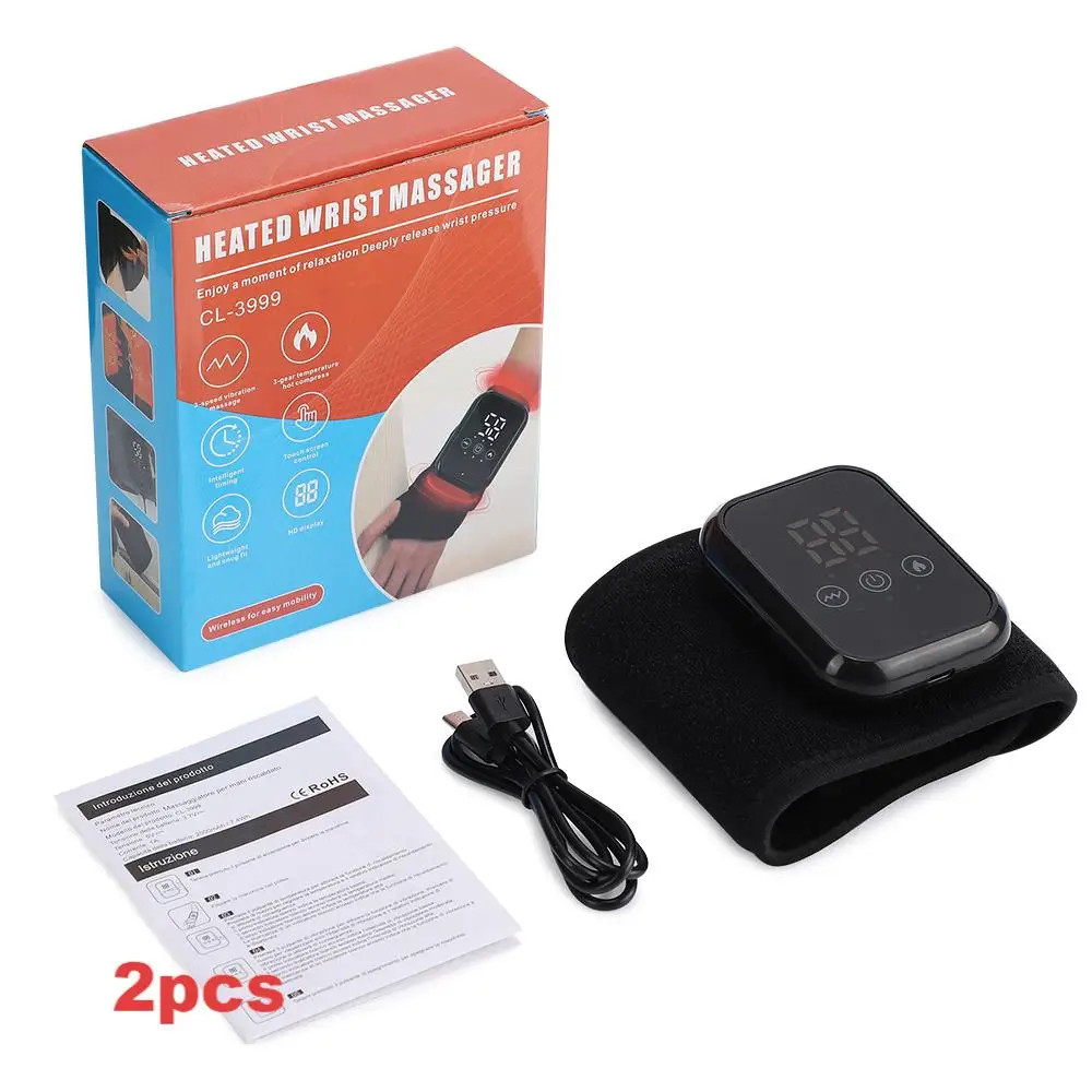 Electric Wrist Brace Adjustable Hot Compress Vibration Massage Wrist Tendonitis