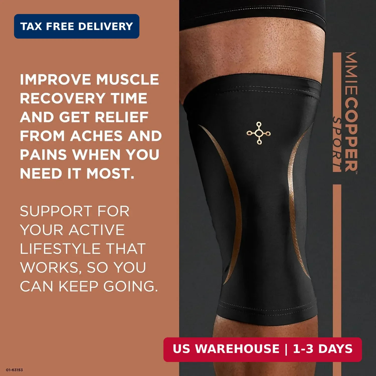 Tommie Copper Knee Compression Sleeve, 15-20 mmHg, Copper (Black L/XL) | 15-20 m