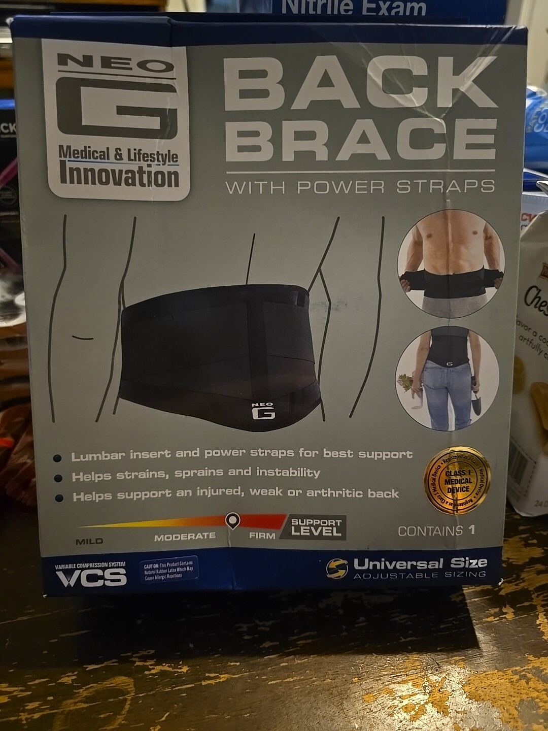 Neo G Back Brace With Power Straps Universal Size Ref 890 Adjustable One PC.