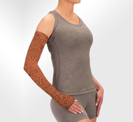PAISLEY HENNA CINNAMON Dreamsleeve Compression Sleeve JUZO, Gauntlet Optn ANY SZ
