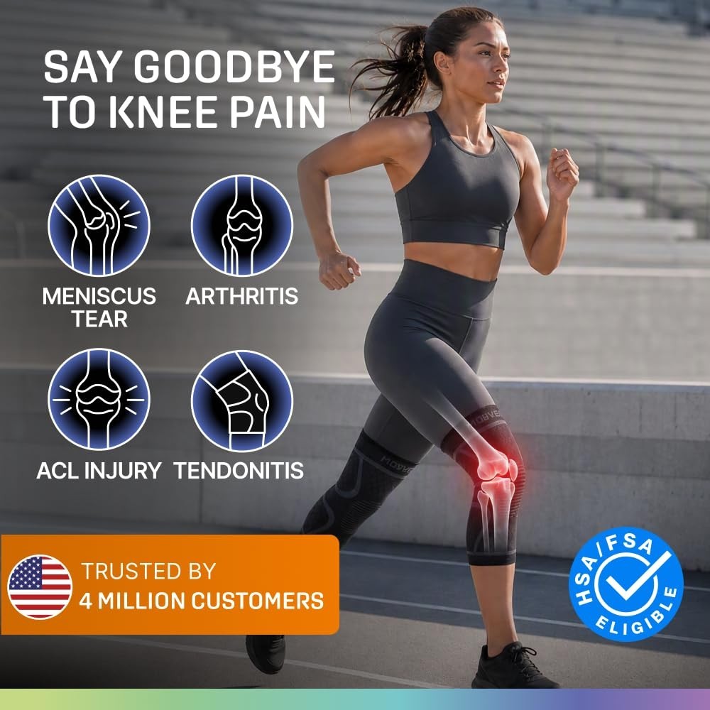 2 Pack Knee Brace for Women – Compression Sleeves for Pain Relief & Support