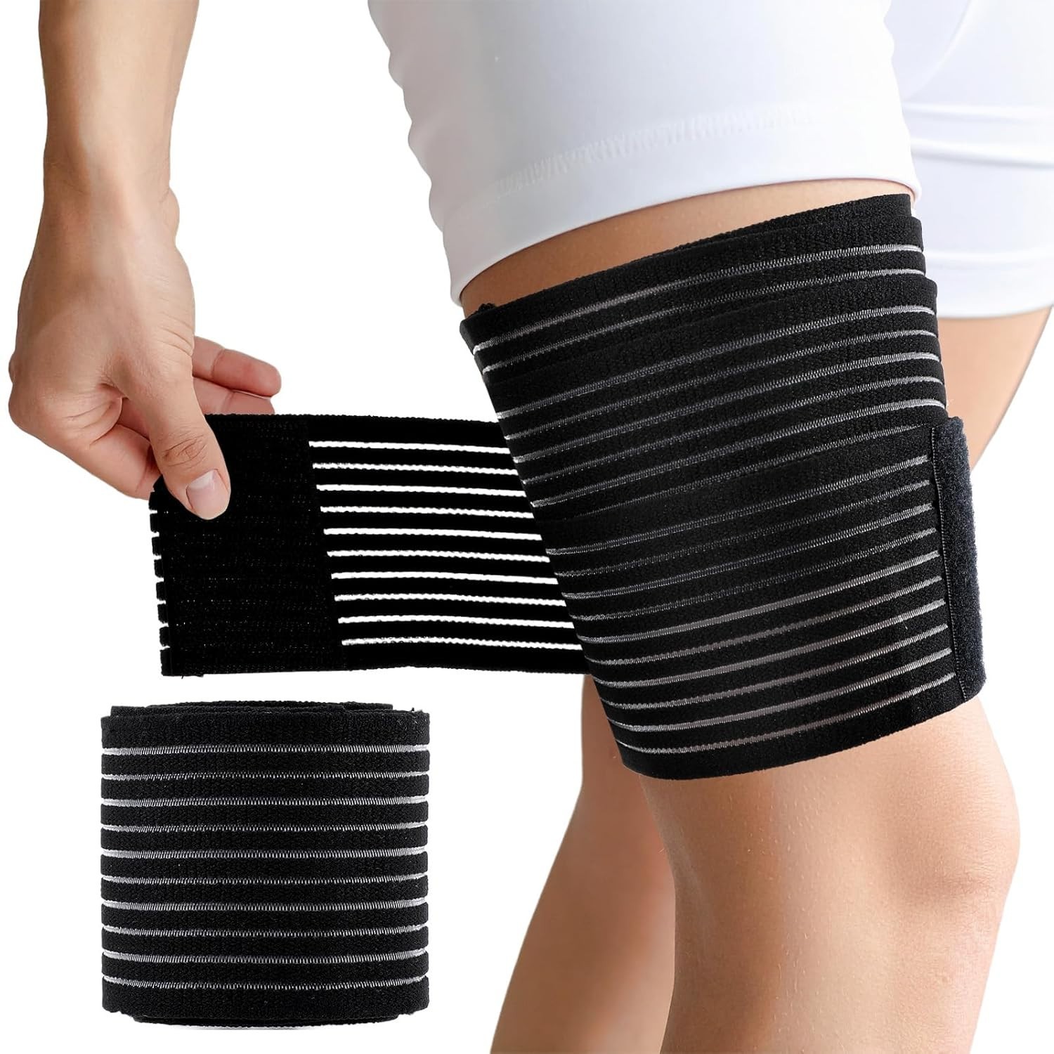 Black Thigh Compression Sleeve – 360° Support for Injury Recovery & Performance