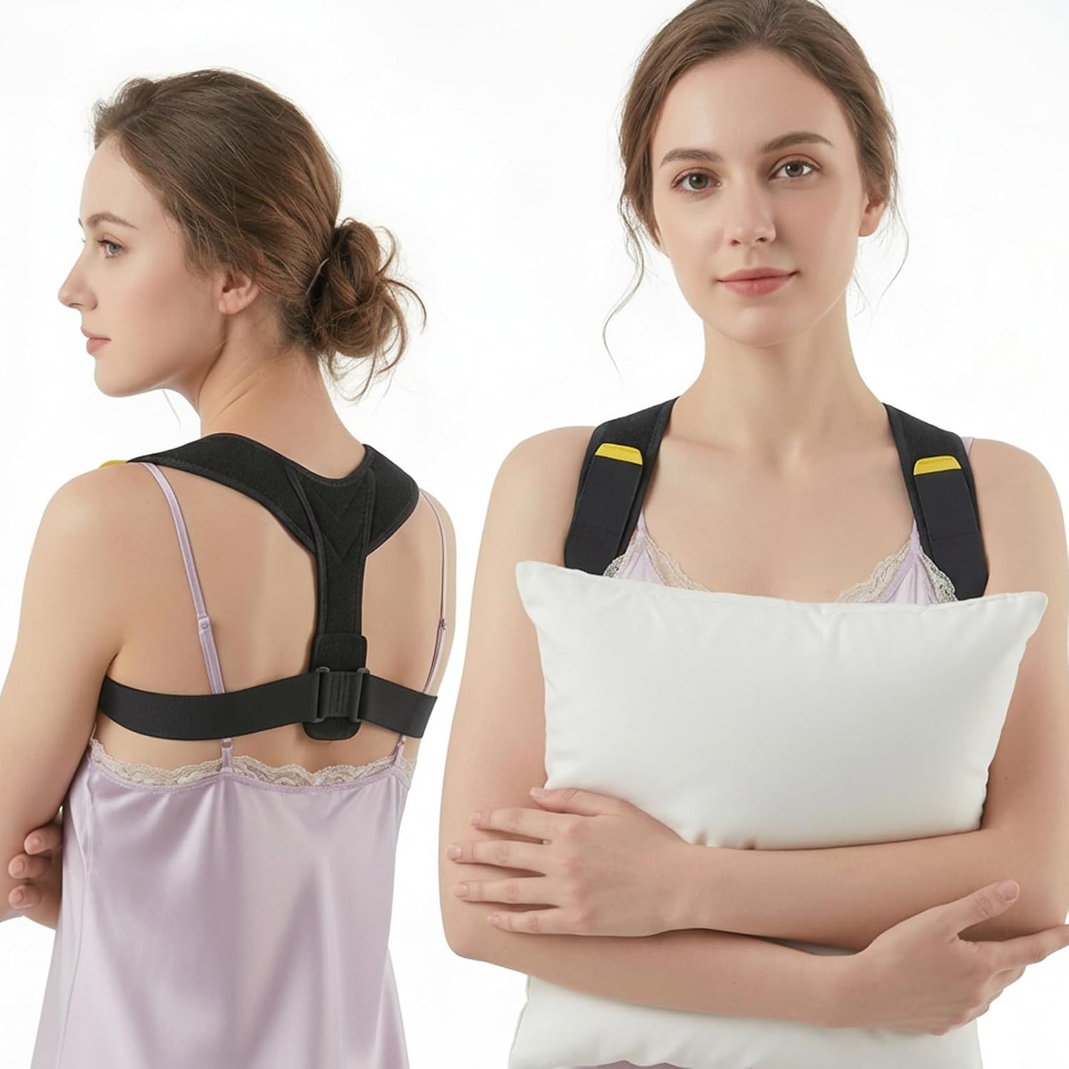 Non-Pinch Design Sleep Upper Back Brace Posture Corrector for Women, Lightweight