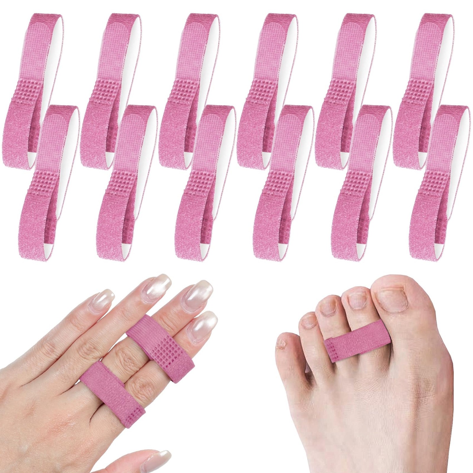 Finger Splint, 12PCS Finger Buddy Straps, Adjustable Buddy tape for Broken To…