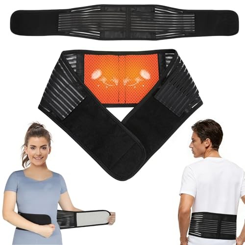 Back Support with Magnet, Tourmaline Back Brace for Lower Pain Medium Black-2