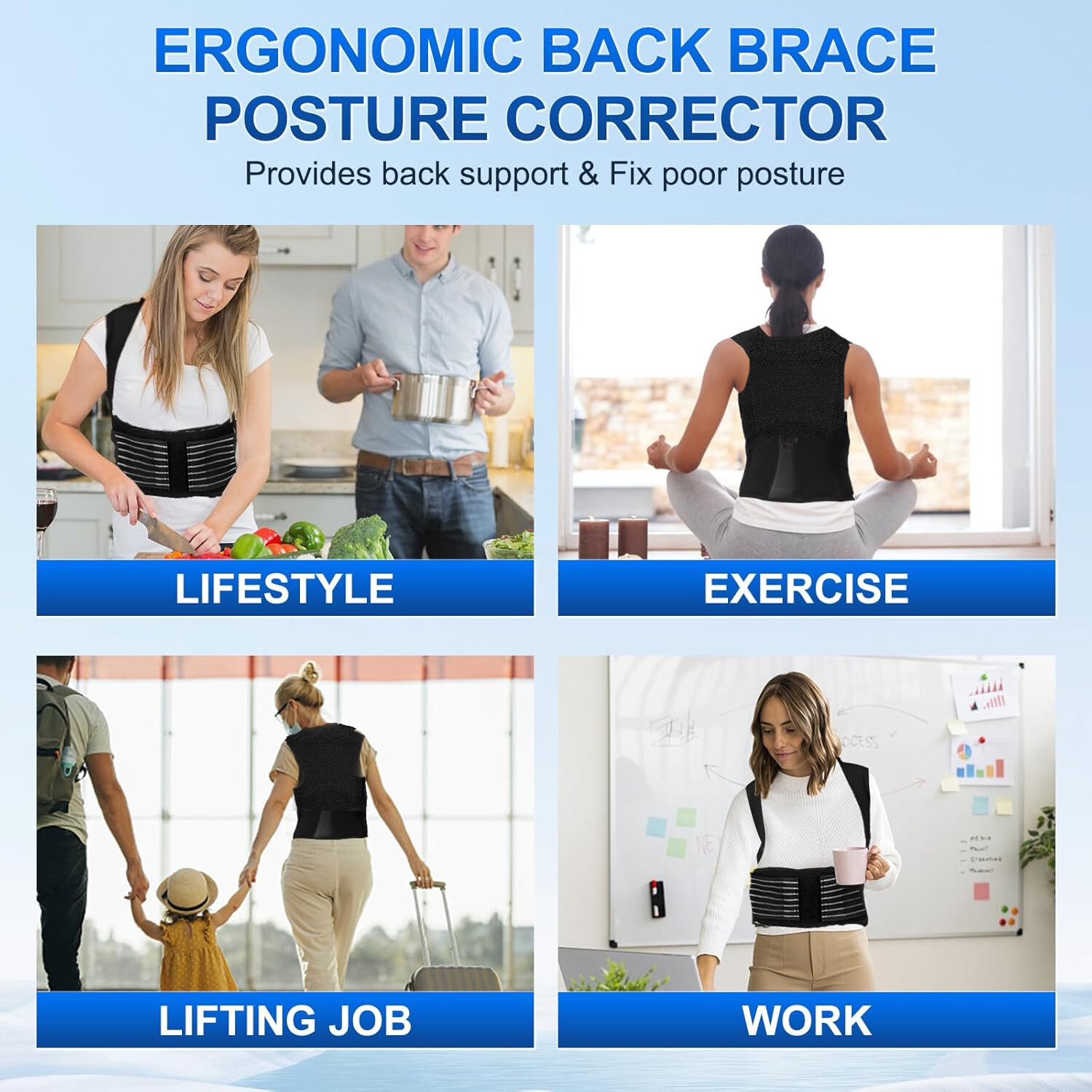 Posture Corrector Support Brace Magnetic Back Shoulder Brace Belt Band Unisex US