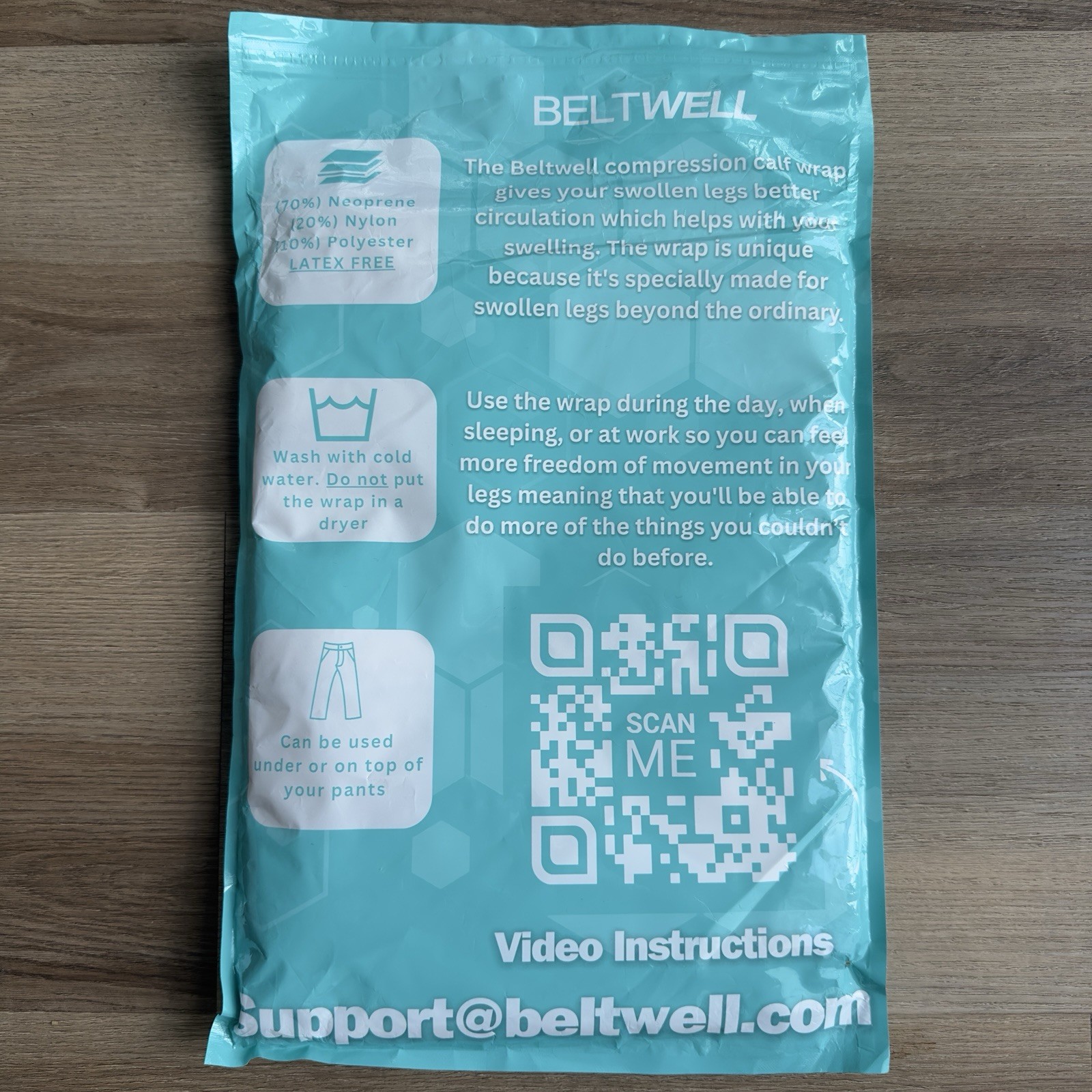 Beltwell Adjustable Calf Compression Wrap Lymphedema Edema Circulation XL Short