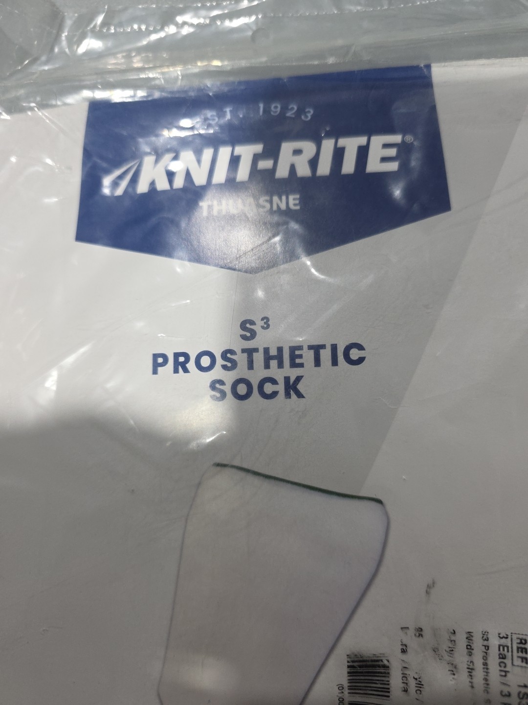 Knit-Rite Prosthetic Sock W/Hole 1S3SRGSH 3 Pack