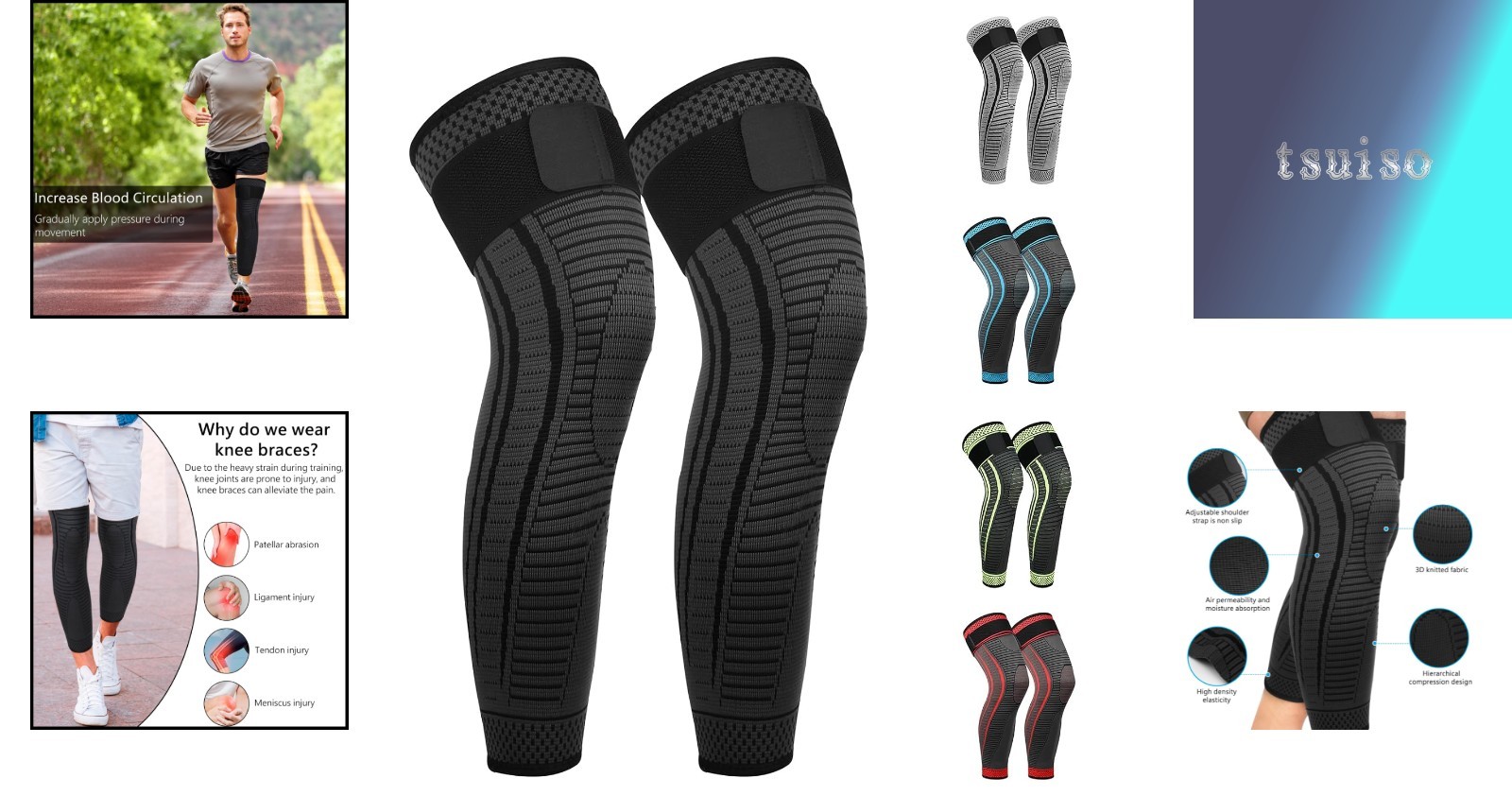 2-Pack Full Leg Compression Sleeves for Rapid Recovery & Athletic Support – L