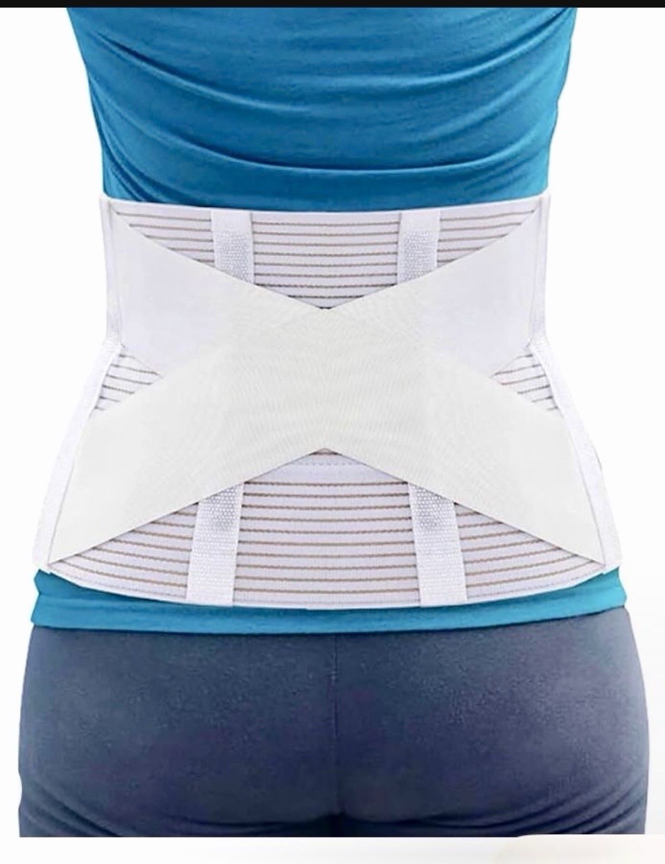 Spine Align Back Brace Size M Adjustable Support Belt White Men/ Women