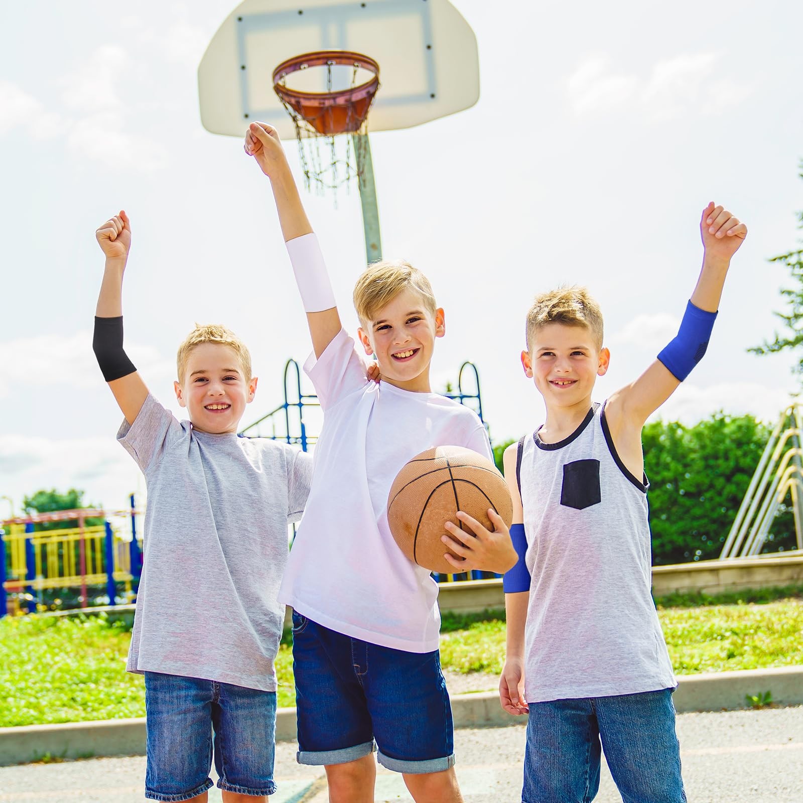 Kids Elbow Brace Compression Sleeve Guard Gym Protectors 812 Years 4 Pairs