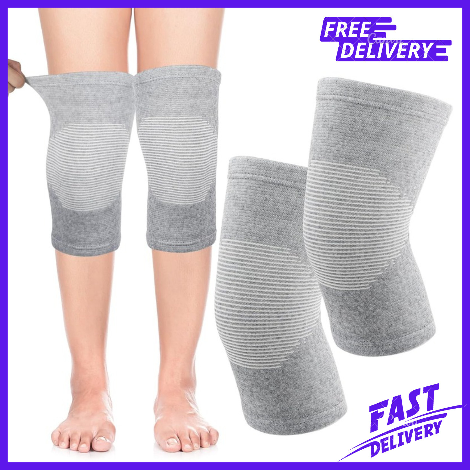 Bamboo Knee Sleeve Elastic Compression Knee Brace Warm Breathable Pads XL