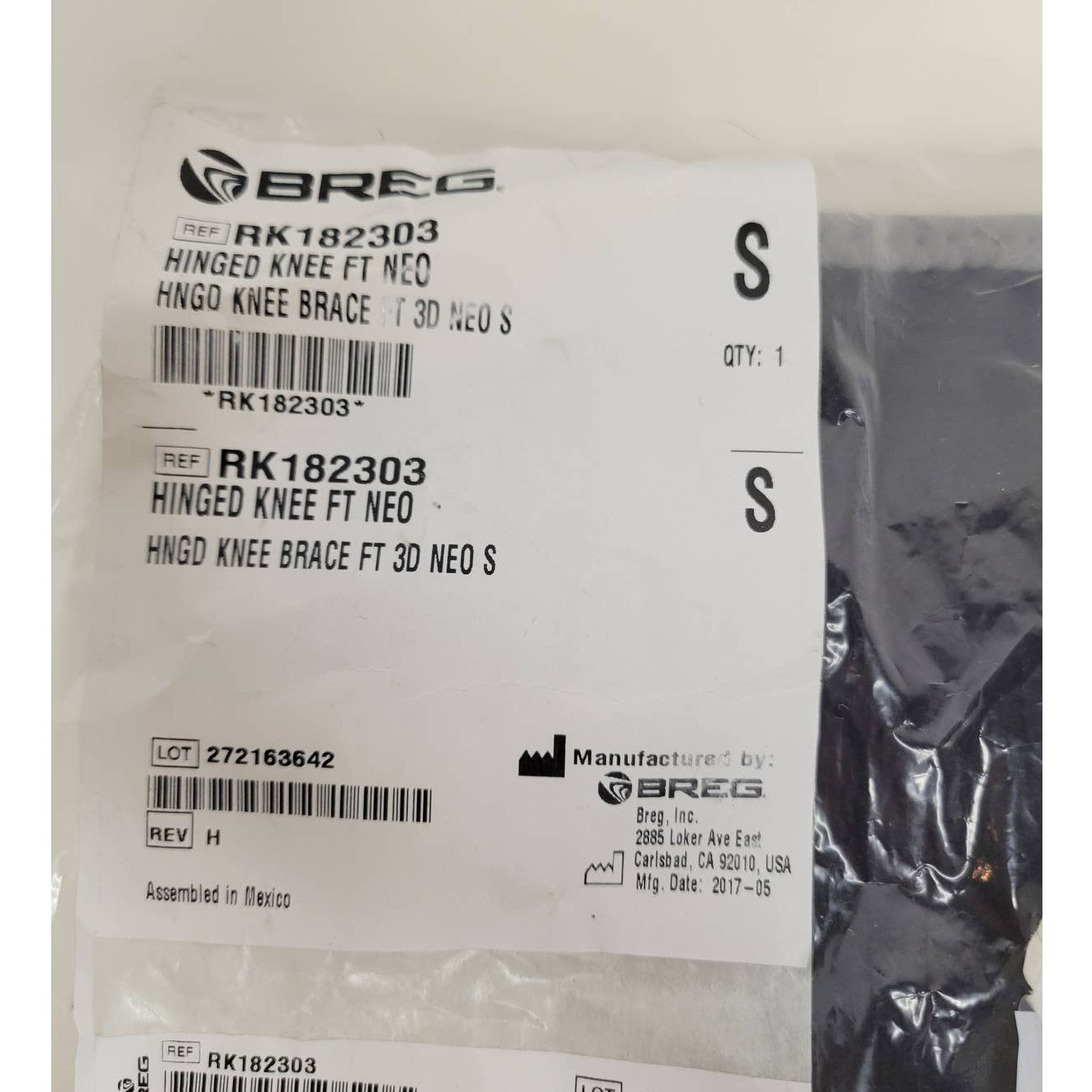 NWT Breg Hinged Knee Brace Front Thigh 3D Neoprene Small RK182303