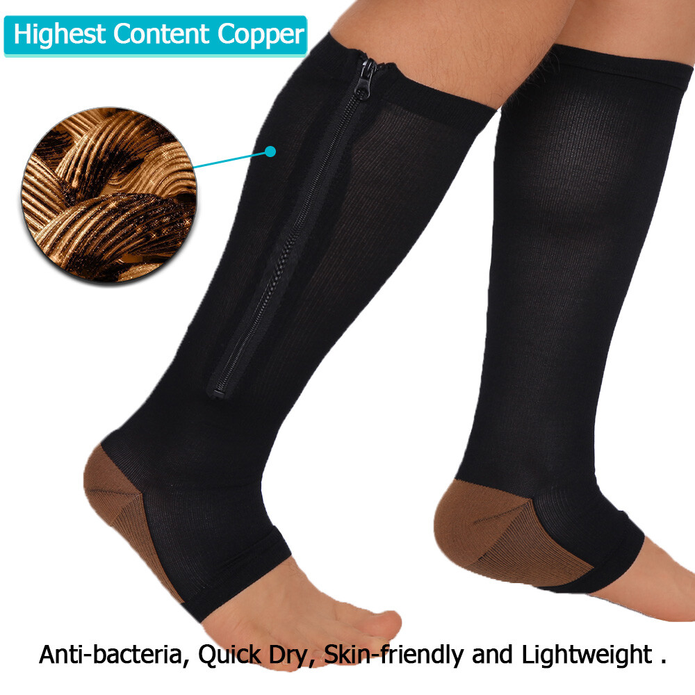 Zipper Compression Socks Stockings 20-30mmHg Sport Varicose Veins Arthritis Wrap