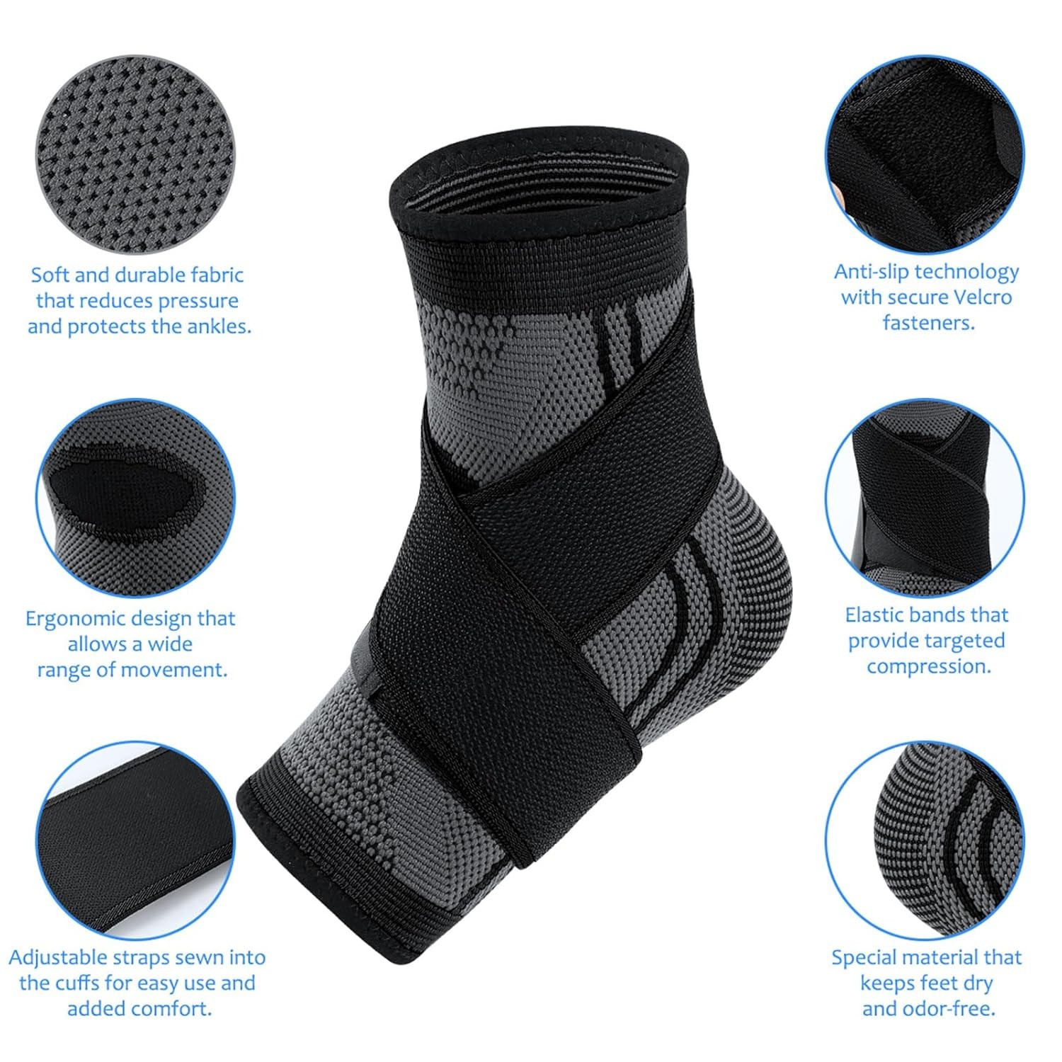 Ankle Support Brace Compression Sleeve Plantar Fasciitis Pain Relief Foot Wrap