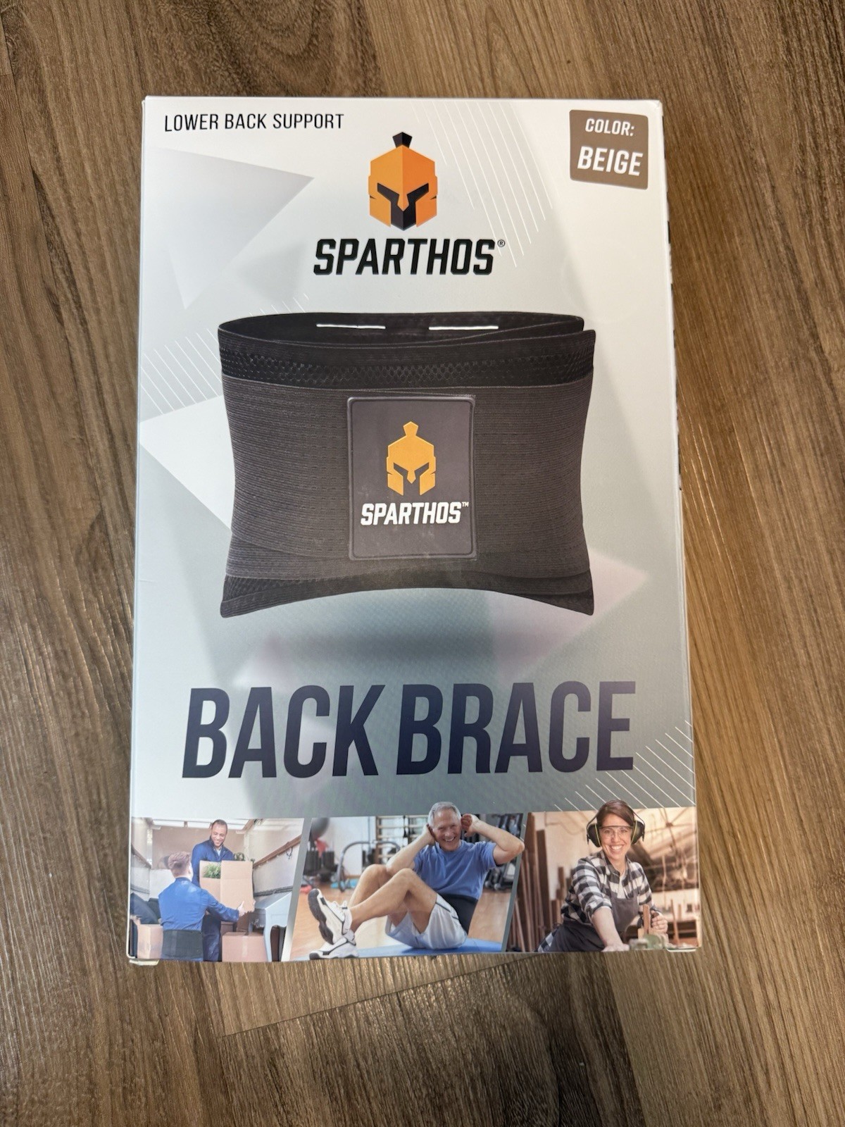 Sparthos Back Support Belt Back Pain Relief SIZE-L Beige Fits 44–52″ Waist