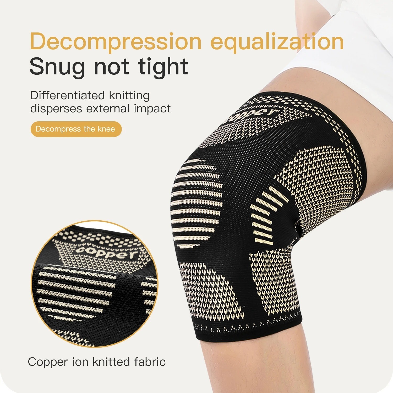 Copper Knee Sleeves Silver Compression Brace Support Sport Joint Injury Pain US