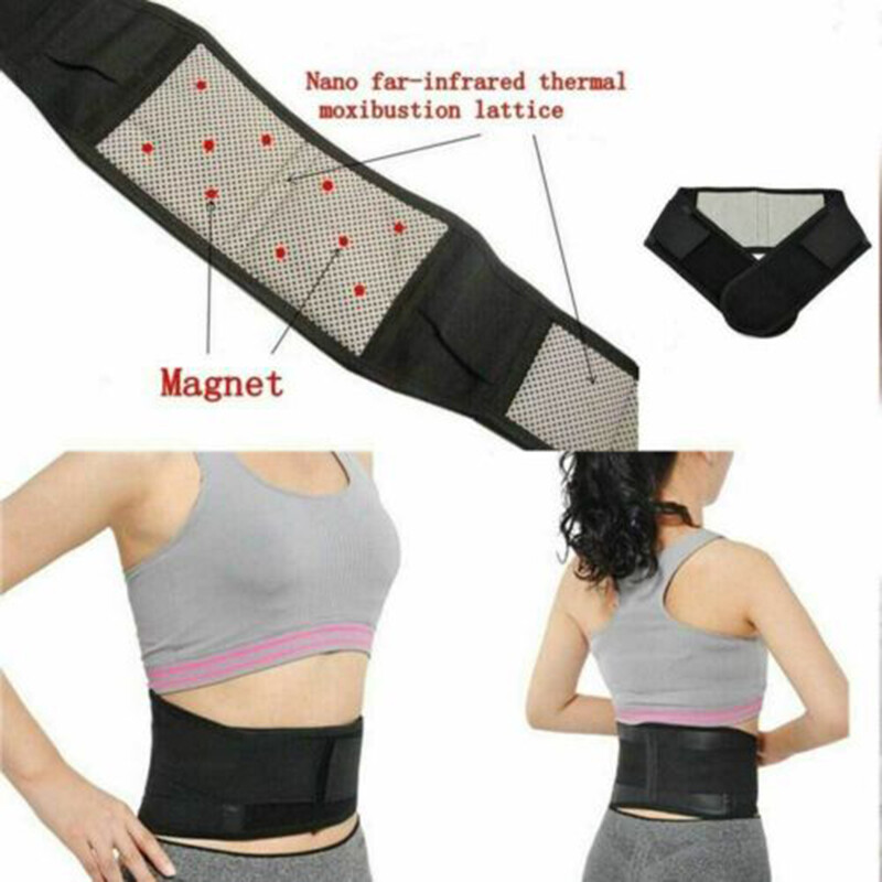 Self Heating Magnetic Back Support Lower Lumbar Brace Adjust Belt Pain Relief