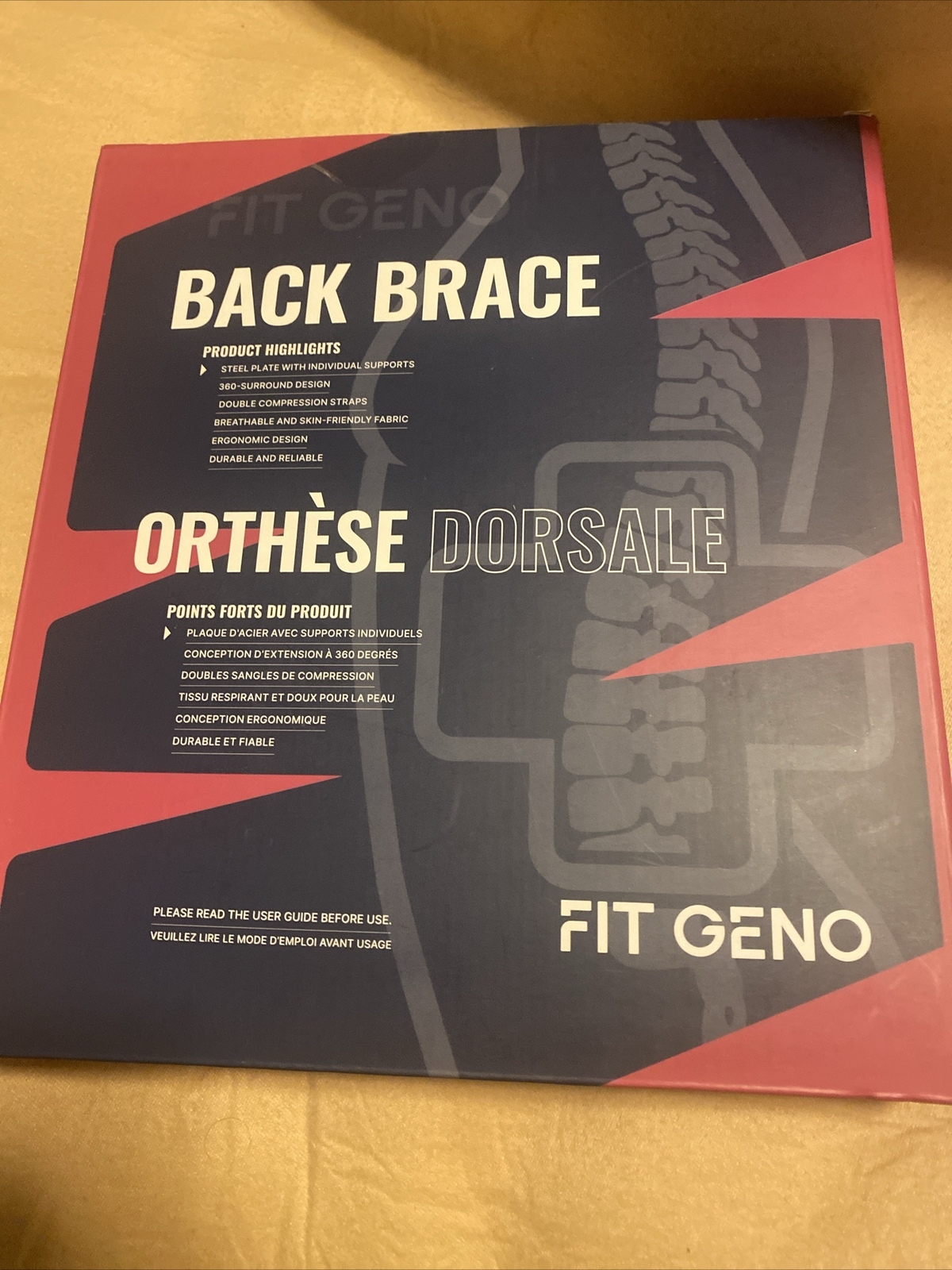 Fit Geno Unisex Black 1 Back Brace Size Large