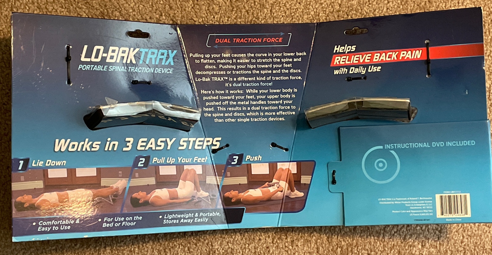 Lo-Bak Trax Portable Spinal Traction Device w/ Instructional DVD AS SEEN ON TV