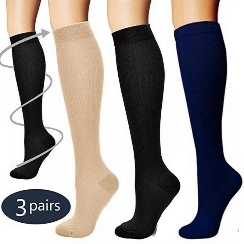 Women’s Mild Compression Wide Calf Knee High Support Socks – 3 Pair
