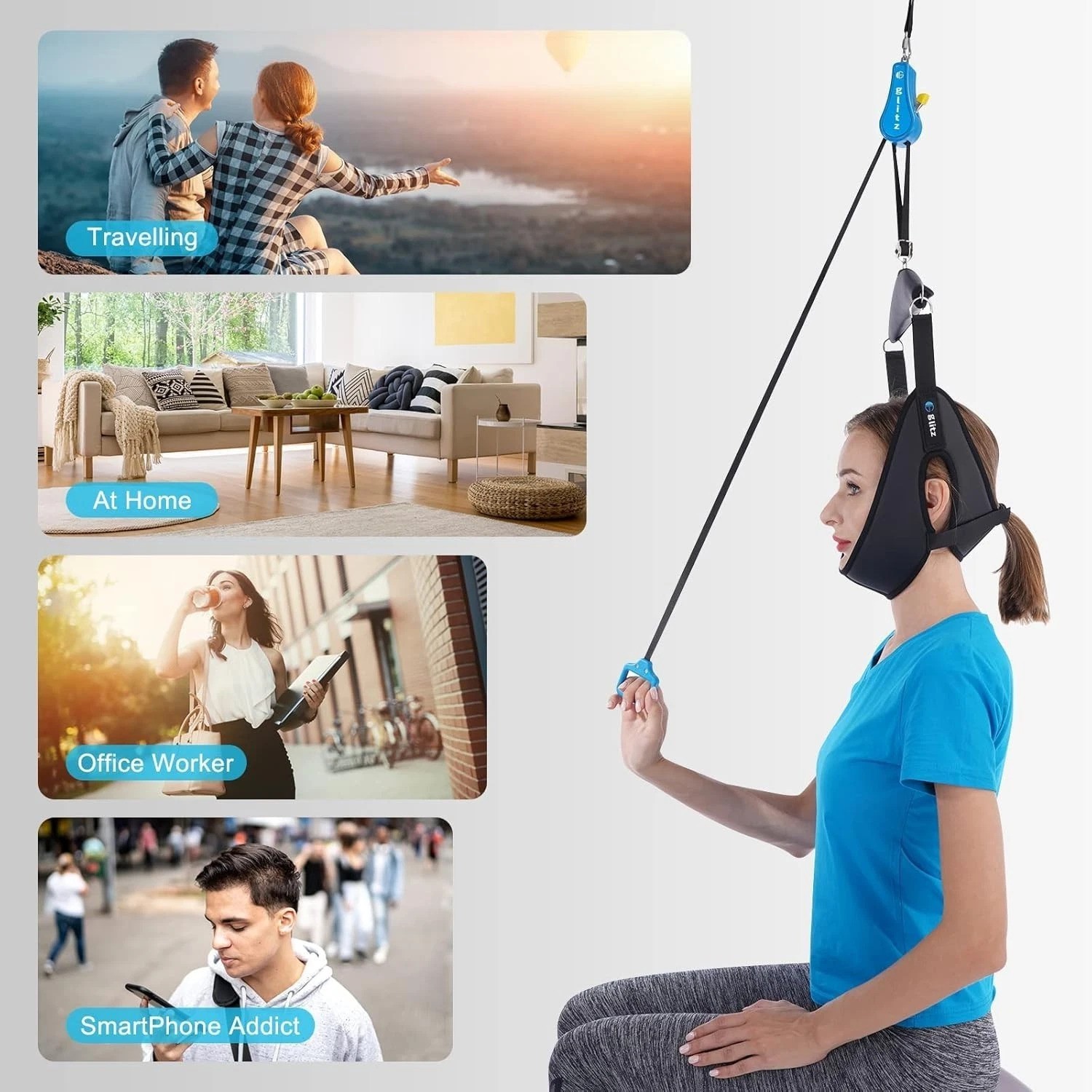 Cervical Neck Traction Device for Home Use, Portable Neck Stretcher Hammock O…