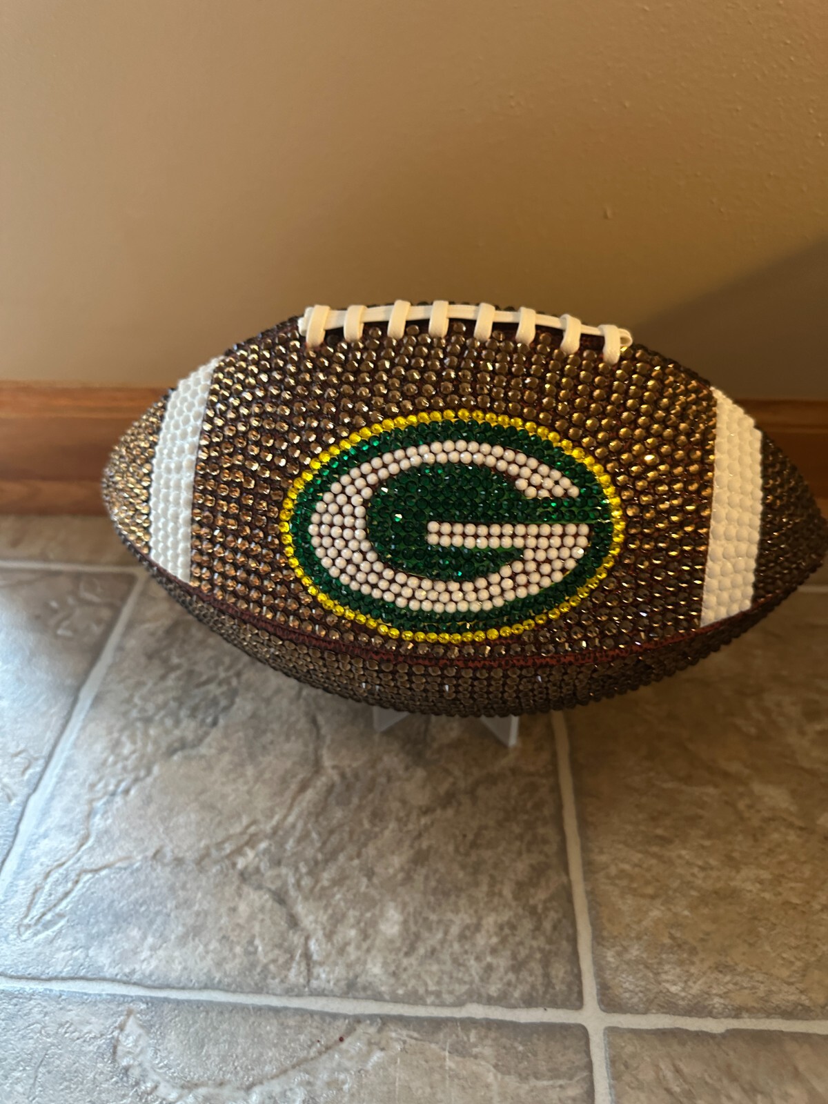 New Green Bay Packers Football Rhinestoned by hand Official size (Sz9)
