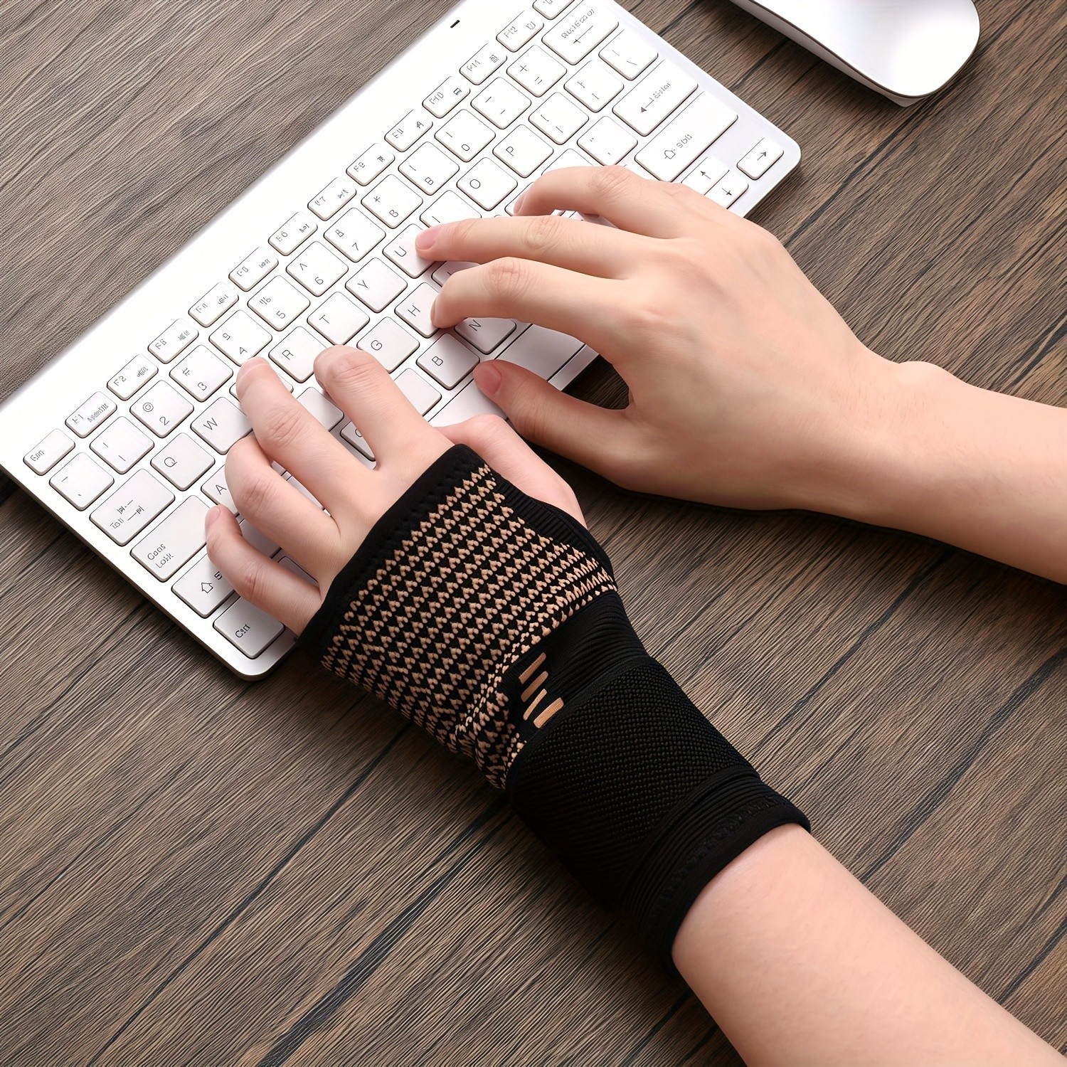 2pcs Copper Wrist Compression Sleeve Comfortable Hand Brace Support for Arthriti