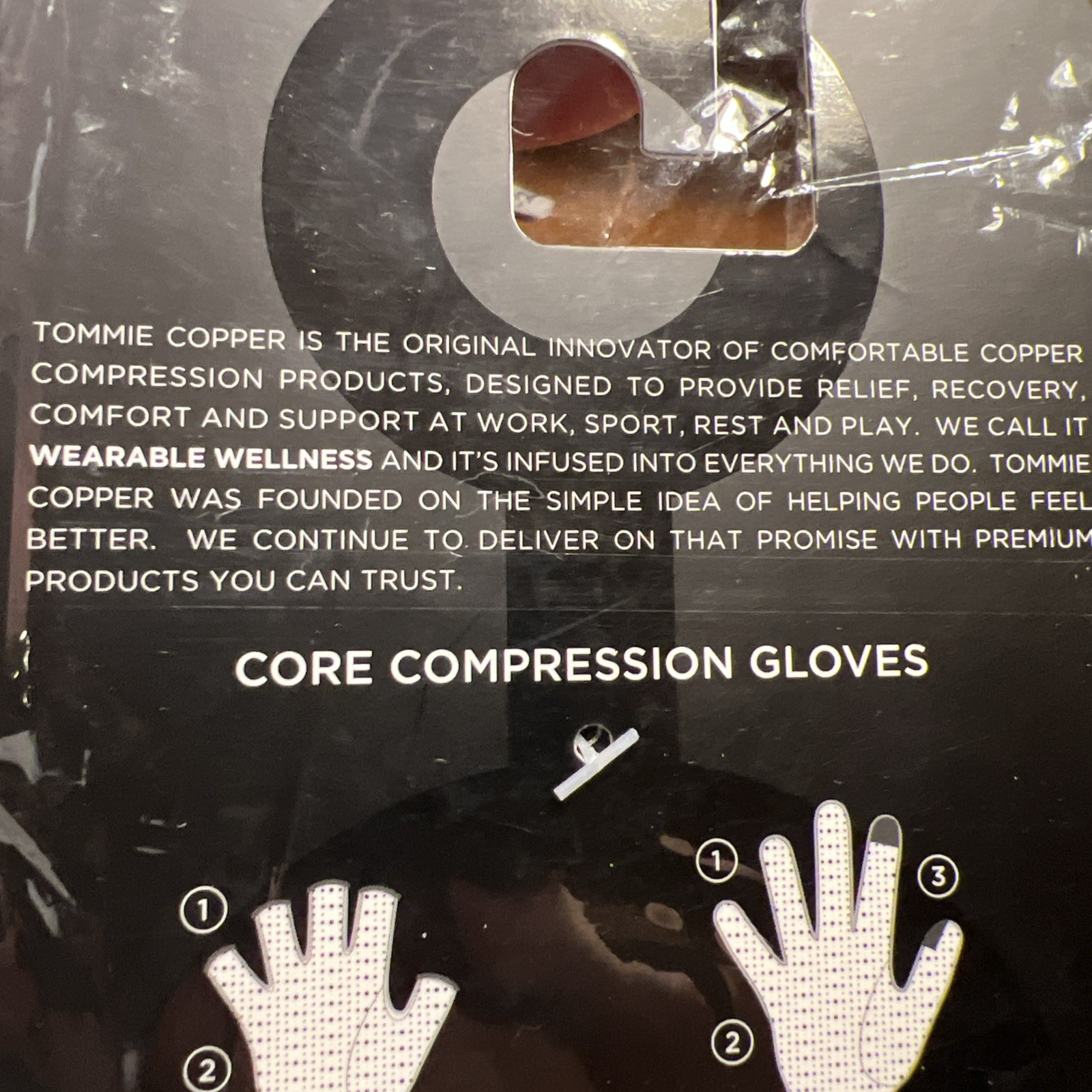 Tommie Copper Core Compression Full Finger Gloves Unisex Medium Sealed Package