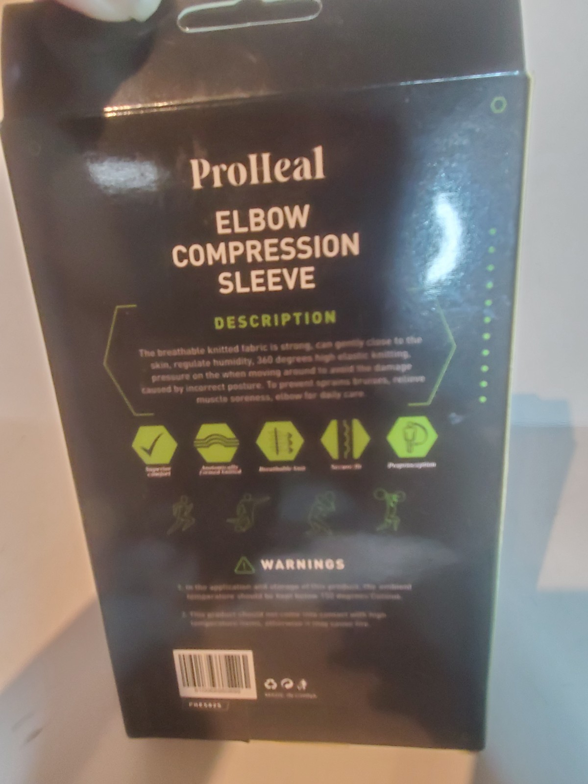ProHeal Black Elbow Compression Support Sleeve Size Small (A)