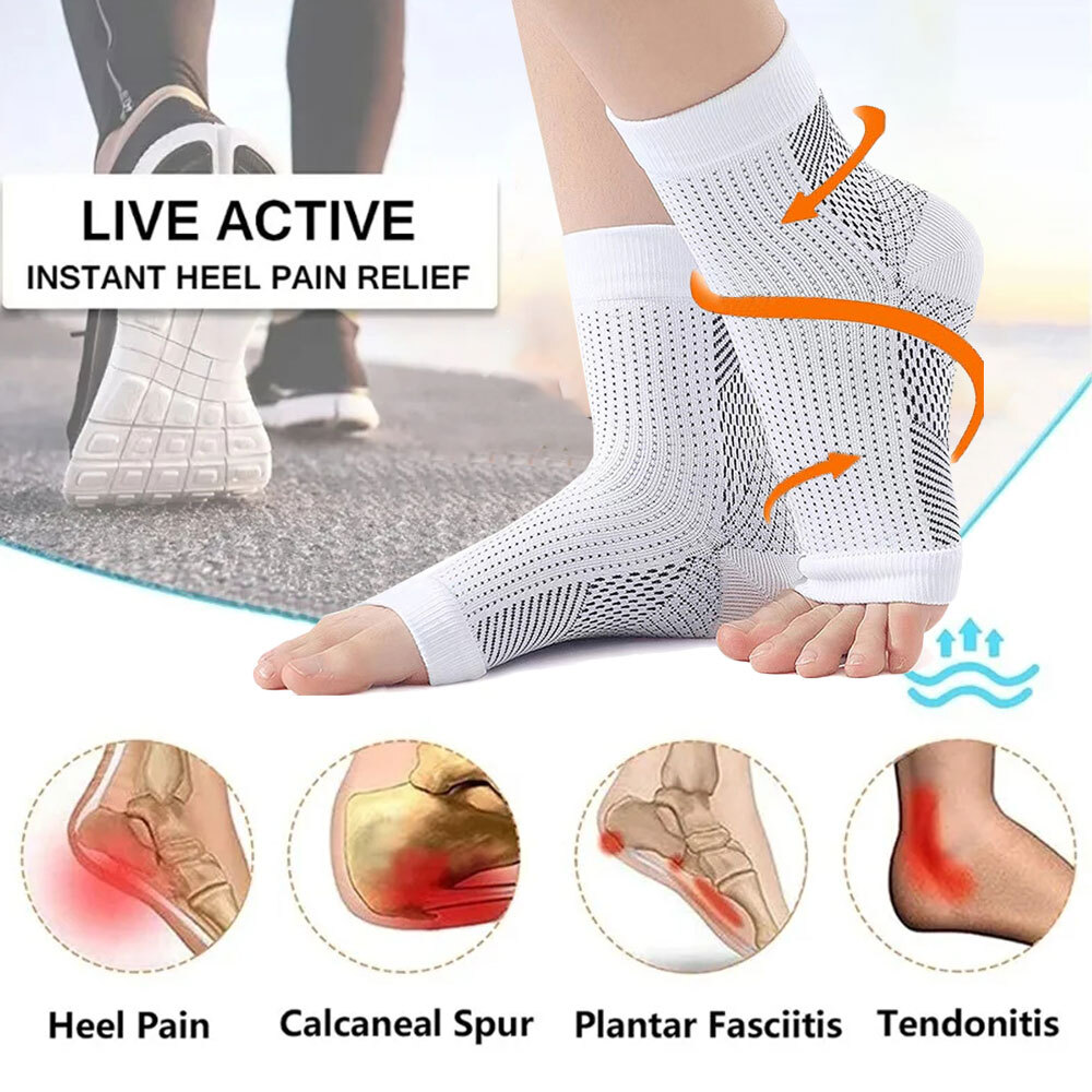 3 Pares Open Toe Calcetines de Compresión Alivio del Dolor Pie Tobillo Soporte