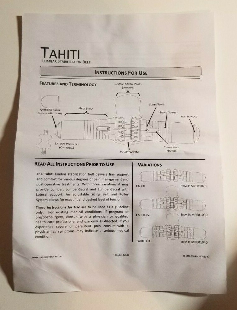 Lumbar Support Belt Pulley System For Back-TAHITI- Universal Brace-