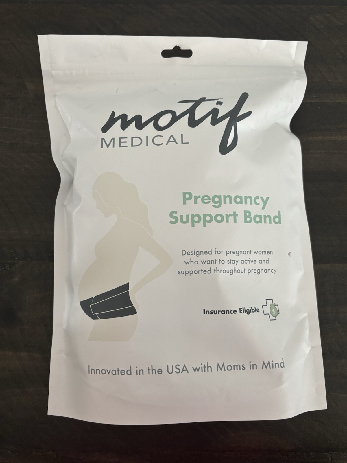 Motif Medical Pregnancy Support Band Adjustable Mesh Belly/Back Brace L White